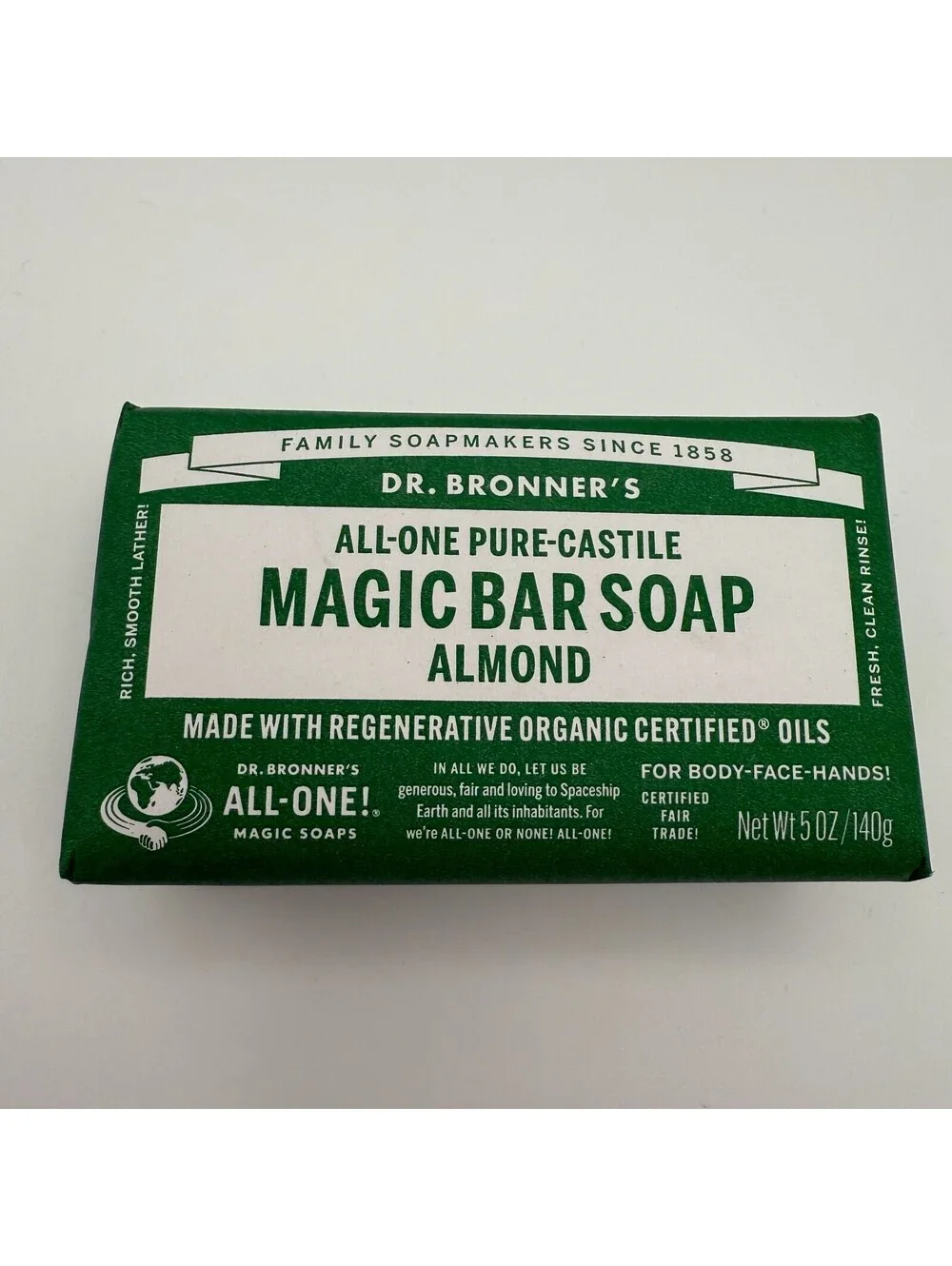 DR. BRONNER'S All-One HEMP Pure-Castile Magic Bar Soap Almond 5oz/140g 3-Pack